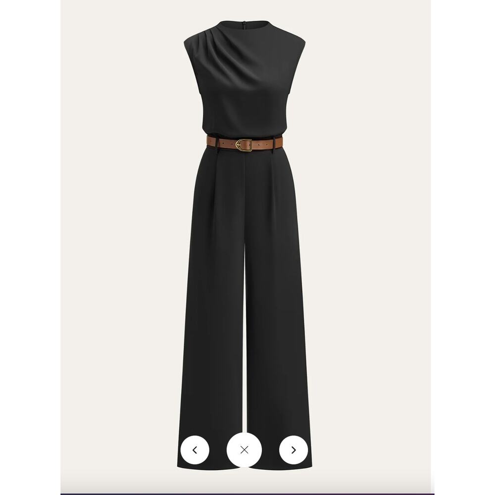NWT Commense Belted Mock Neck Wide-Leg Jumpsuit in the Color Blue Sz XL